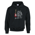 Black hoodie that says "I Got A New Guitar For My Wife".
