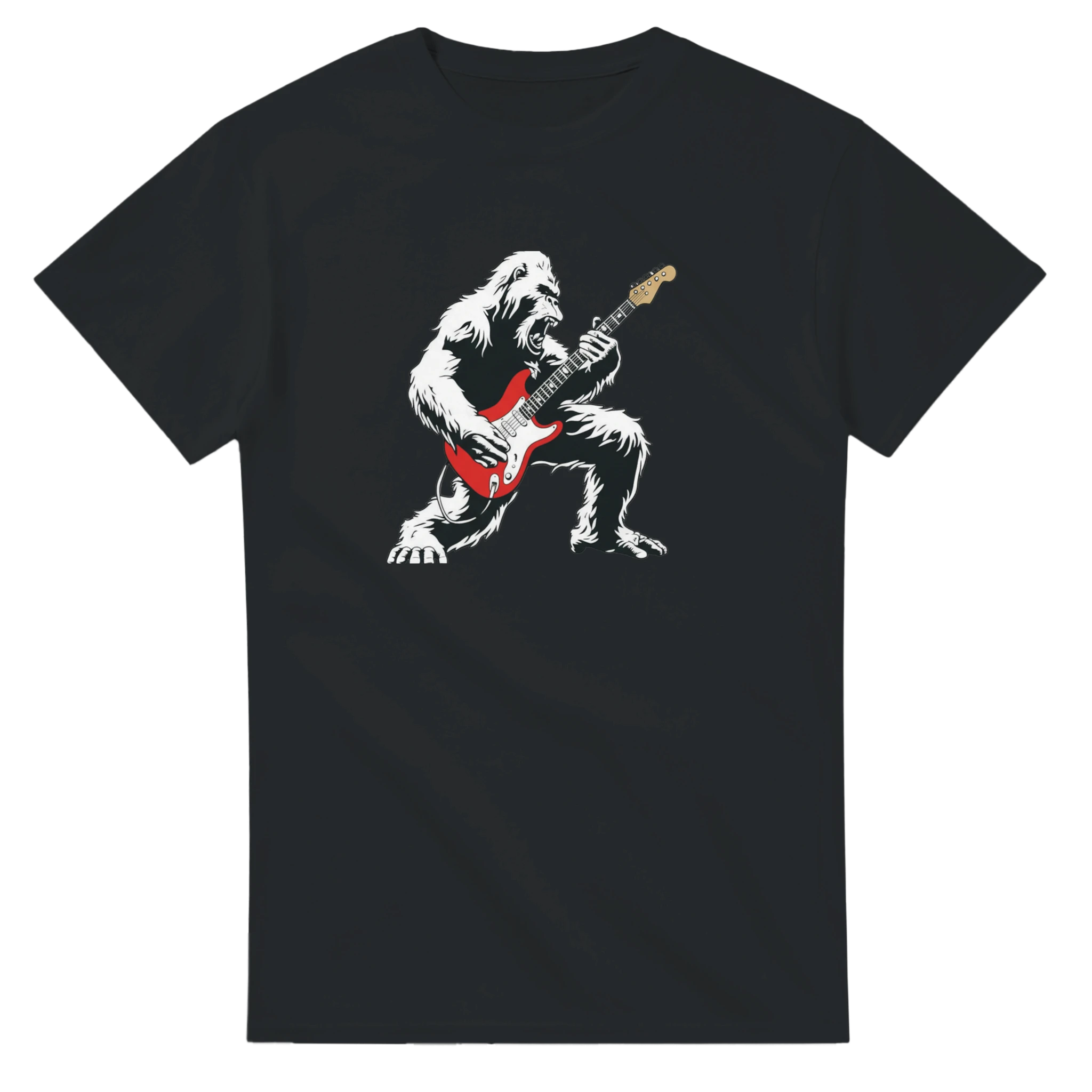 For the beast in you, Bigfoot shreds an electric guitar on this epic tee. Loud and fearless, this shirt is loaded with rock 'n' roll attitude.  Perfect for untamed guitar players. Premium soft cotton, unisex fit S-3XL, bold print. Fast shipping—add to cart now.