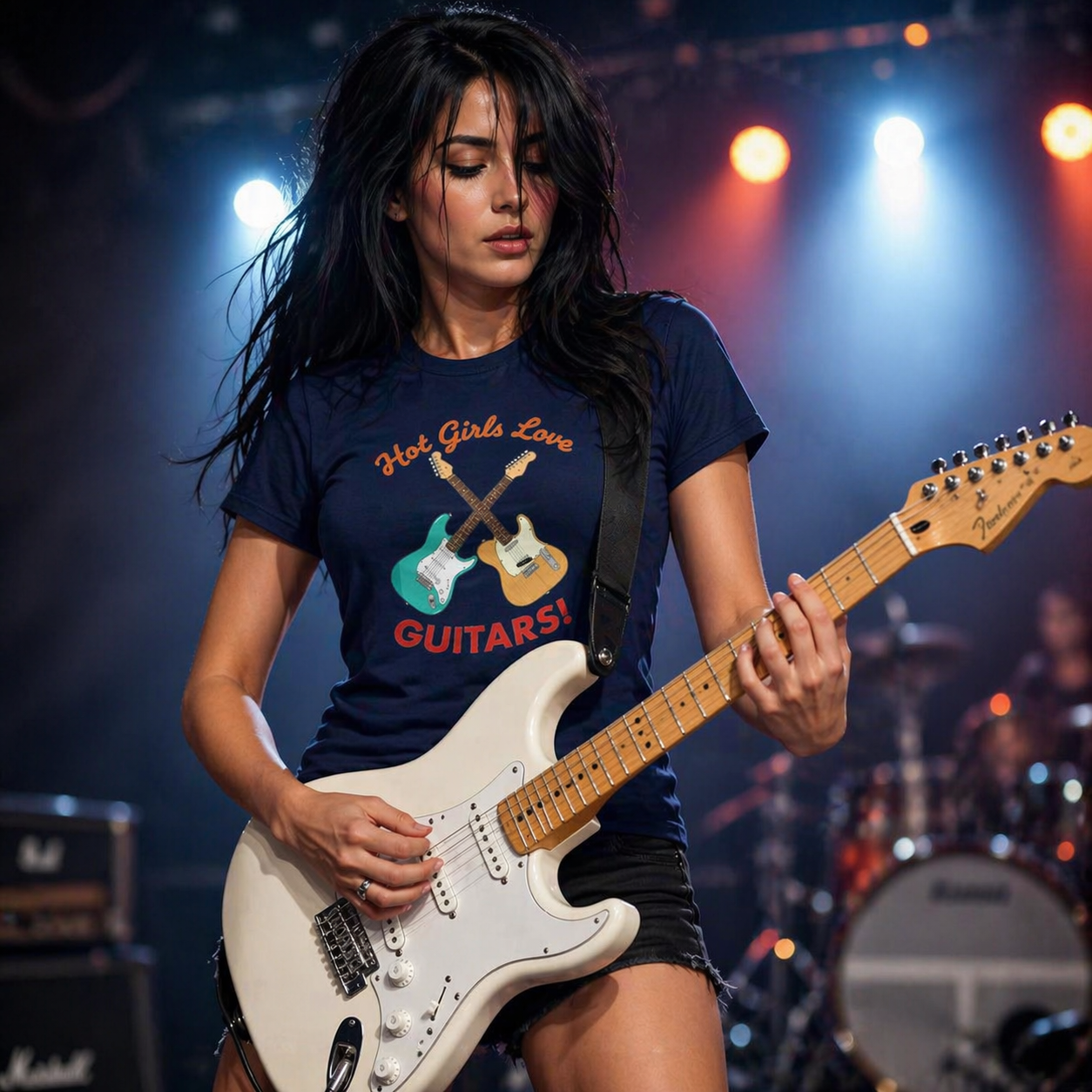 Hot Girls Love Guitars!  T-shirt